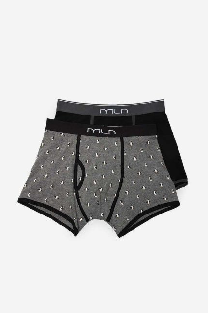 Homem Fifty Outlet | Boxer Algodao Estampado Cinza Medio